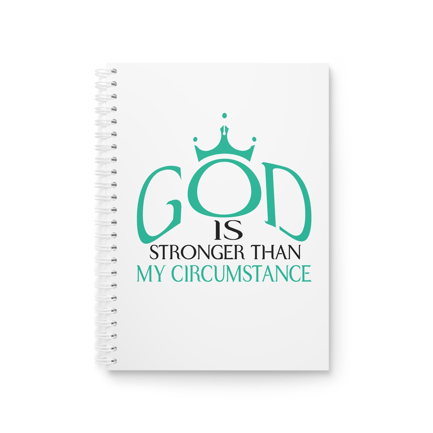 Inspirational Spiral Notebook, Motivational Journal, God is Stronger Than My Circumstance, Faith-Based Gifts, Christian Planner