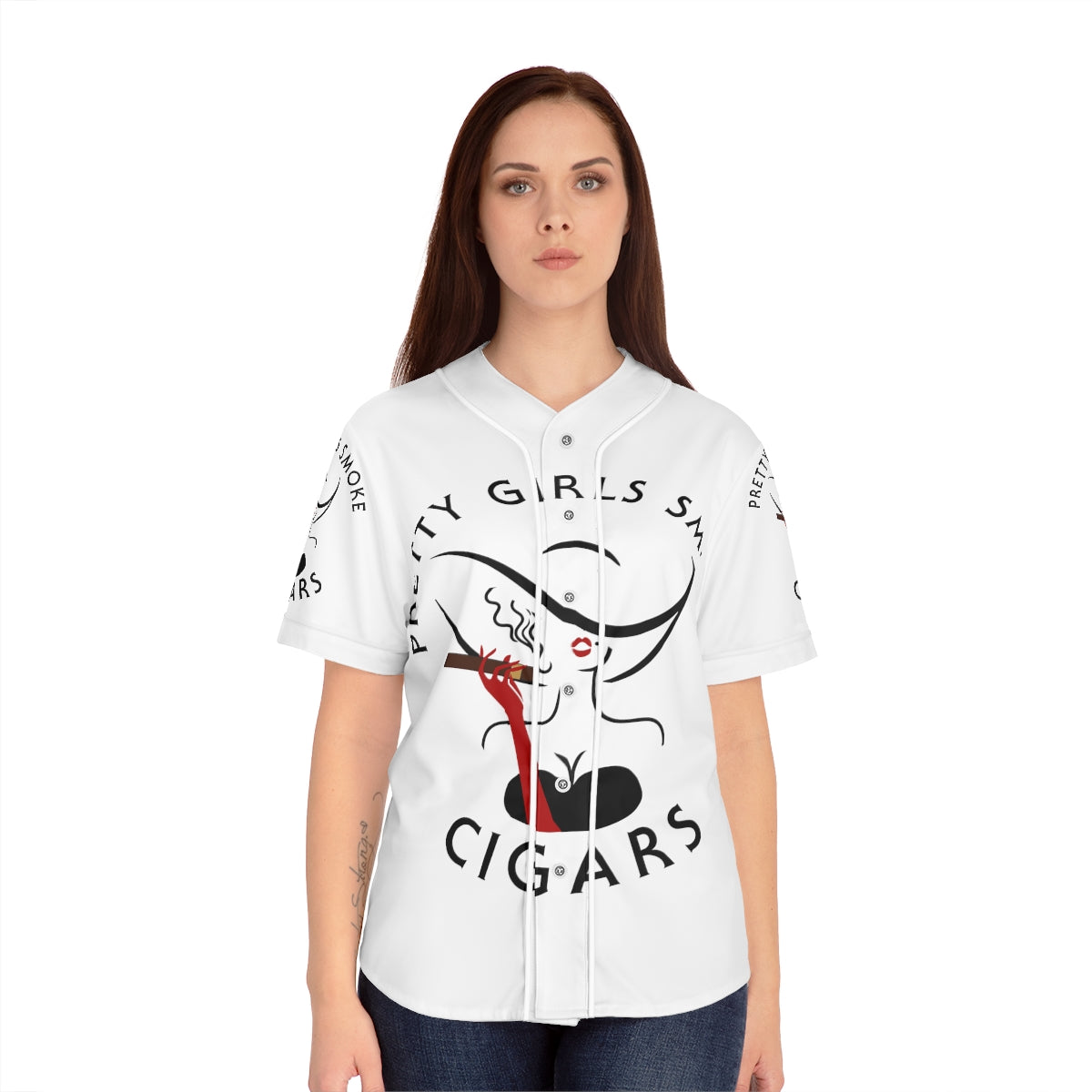 Pretty Girls Smoke Cigars Baseball Jersey