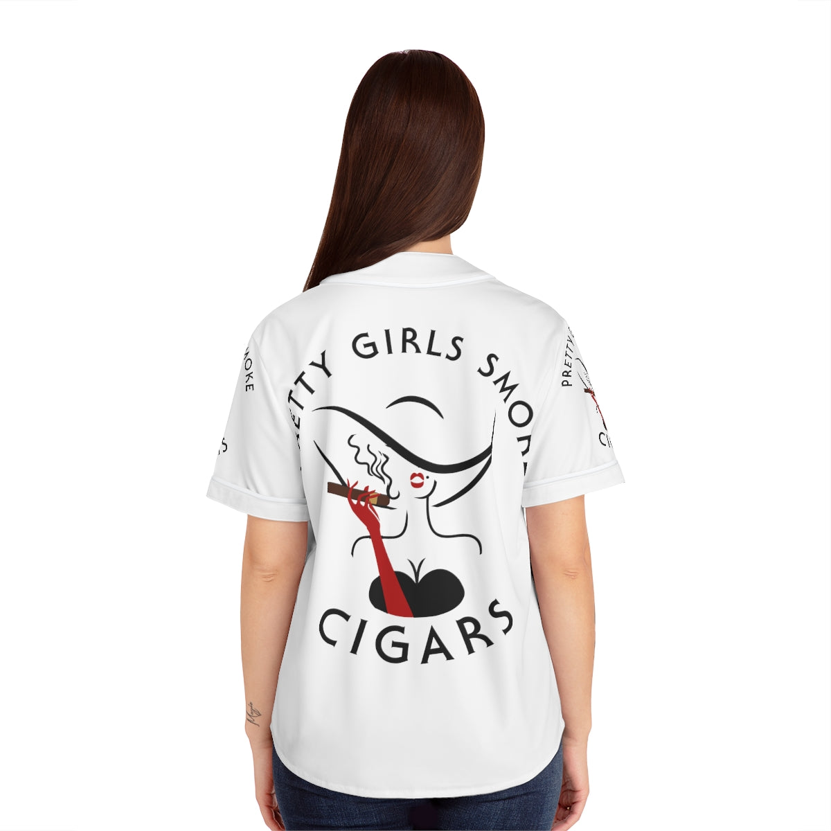 Pretty Girls Smoke Cigars Baseball Jersey