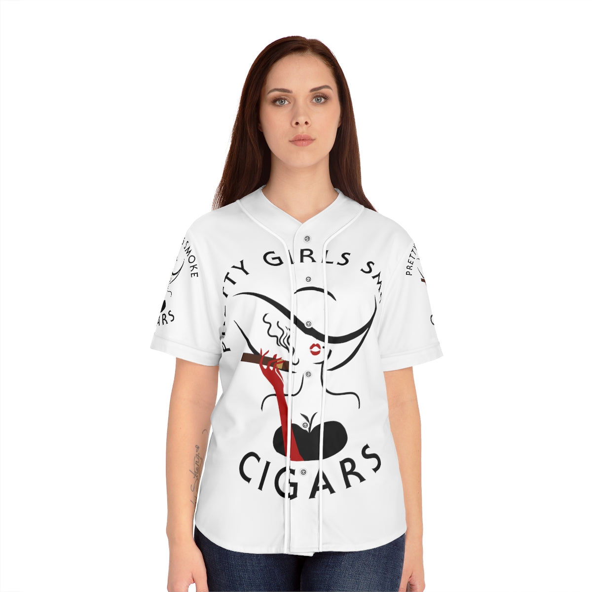 Pretty Girls Smoke Cigars Baseball Jersey